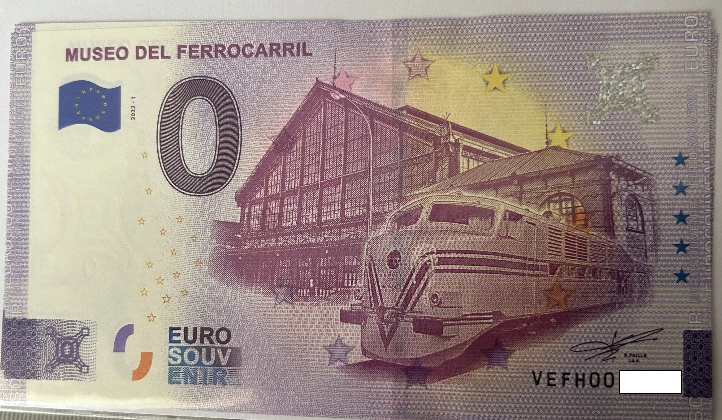 BILLETE 0 EURO ESPAÑA VEFH 2022-1 MUSEO FERROCARRIL